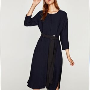 Zara Navy Long Sleeve Dress